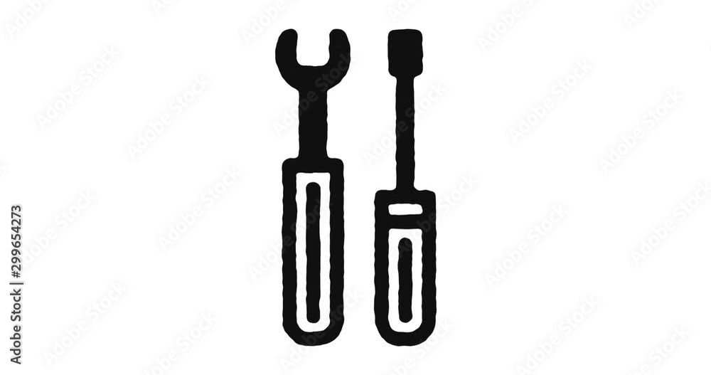 Poster handyman outline icon animation footage/video. hand drawn like symbol animated with motion graphic, 