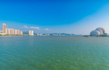City waterfront view of Beaver Island on Couple Road in Zhuhai City, Guangdong Province, China