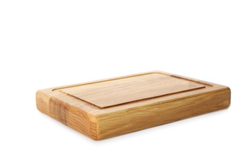 Empty clean wooden board isolated on white