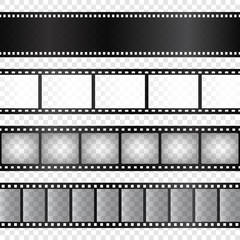 Film strips collection. Cinema or photo tape, strip. Vector illustration.