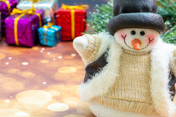 Christmas holiday background concept with toys, decorations, ornaments with empty copy space