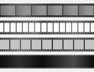 Film strips collection. Cinema or photo tape, strip. Vector illustration.