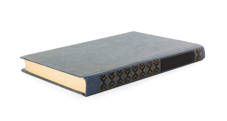 Closed color hardcover book on white background