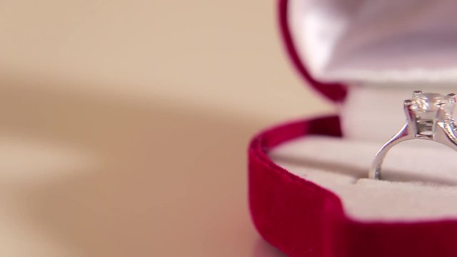 Diamond engagement ring in a box shaped heart - slider shoot