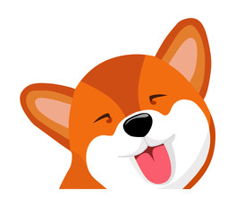 Shiba inu, Akita inu with his tongue hanging out. Graphics. Dog shows tongue. Funny vector illustration.