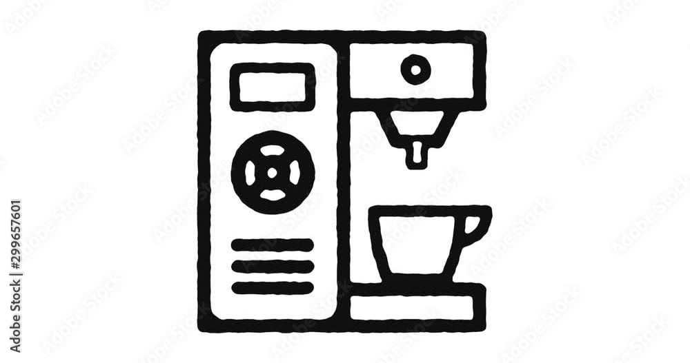 Poster coffee maker outline icon animation footage/video. hand drawn like symbol animated with motion graph