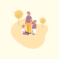 Father with sons vector design