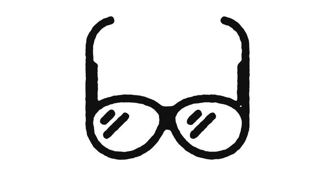 Eyewear outline icon animation footage/video. Hand drawn like symbol animated with motion graphic, can be used as loop item, has alpha channel and it's at 4K video resolution.