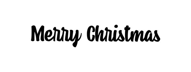 Merry christmas text sign. Calligraphy type, hand drawn style.