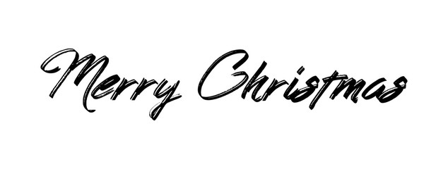 Merry christmas text sign. Calligraphy type, hand drawn style.