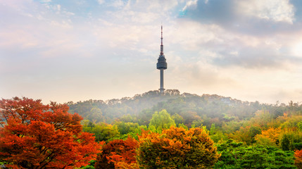 Obraz premium Seoul Tower in Autumn South Korea