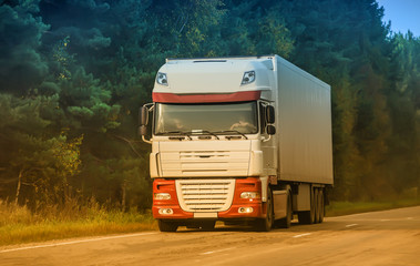 truck moves on highway