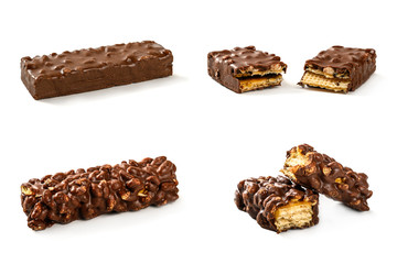  Set of chocolate with nuts isolated on white