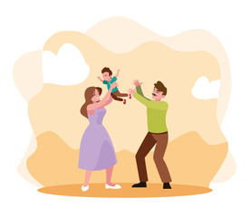 Father and mother with son vector design