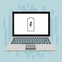 Battery charging laptop flat icon. Battery level indicator. Status Battery icon. vector illustration template