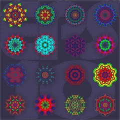 Set ornamental round lace pattern, circle background