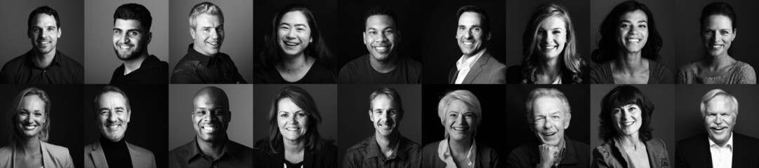 Group of beautiful people in front of a black background