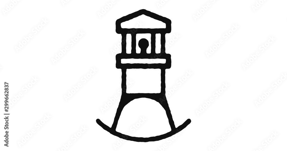 Poster lighthouse outline icon animation footage/video. hand drawn like symbol animated with motion graphic