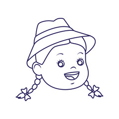 cartoon girl wearing a hat icon, flat design