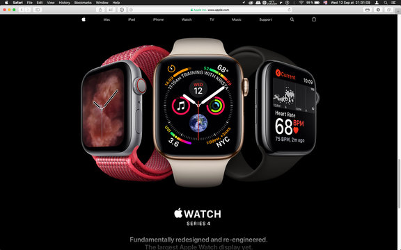 London, United Kingdom - September 12, 2018: Latest Apple Watch Seen On Computer MacBook Display After Cupertino Keynote Product Launch