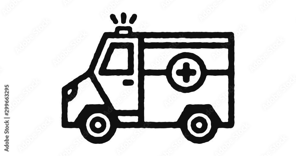 Poster Paramedic team outline icon animation footage/video. Hand drawn like symbol animated with motion graphic, can be used as loop item, has alpha channel and it's at 4K video resolution.
