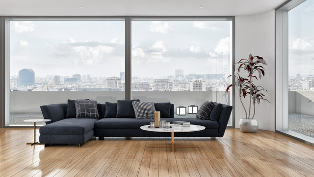 large luxury modern bright interiors Living room illustration 3D rendering computer digitally generated image