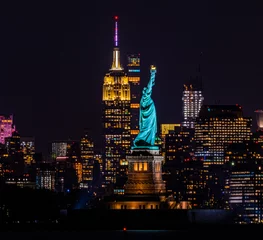 Velvet curtains Empire State Building New York City Lights
