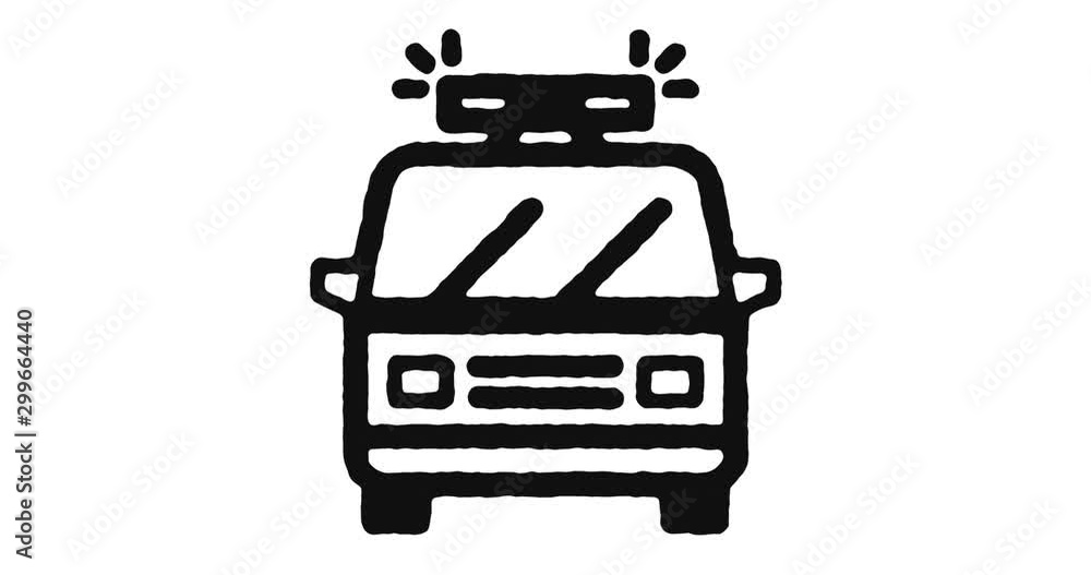 Poster ambulance outline icon animation footage/video. hand drawn like symbol animated with motion graphic,