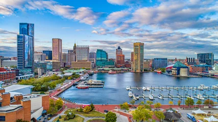 Peel and stick wall murals Skyline Baltimore, Maryland, USA Downtown Skyline Aerial