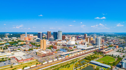 Birmingham, Alabama, USA Downtown Drone Skyline Aerial - obrazy, fototapety, plakaty