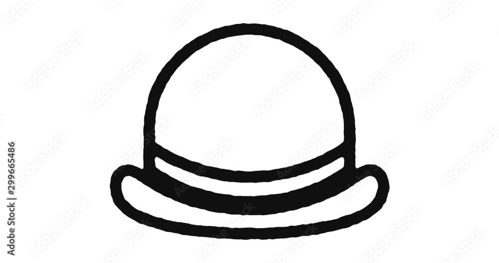 Poster retro hat outline icon animation footage/video. hand drawn like symbol animated with motion graphic,