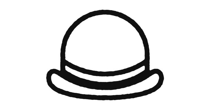 Retro hat outline icon animation footage/video. Hand drawn like symbol animated with motion graphic, can be used as loop item, has alpha channel and it's at 4K video resolution.
