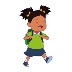cartoon girl smiling with a backpack icon