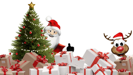 packed christmas presents. festive postal packages 3d-illustration