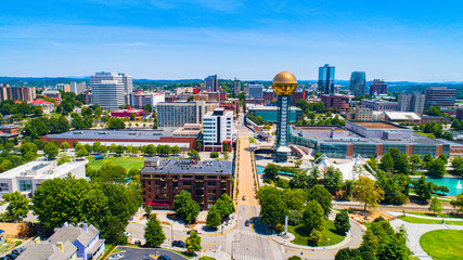 Knoxville, Tennessee, TN Downtown Drone Skyline Aerial - obrazy, fototapety, plakaty