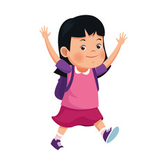 cartoon excited little girl icon