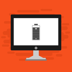 laptop with Battery Charging Icon Vector Illustration template