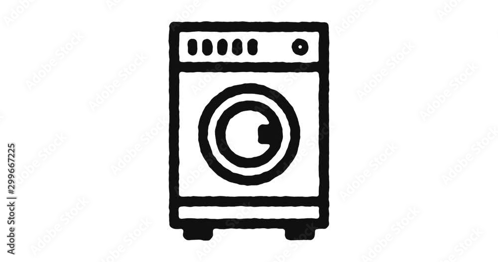 Poster laundry outline icon animation footage/video. hand drawn like symbol animated with motion graphic, c