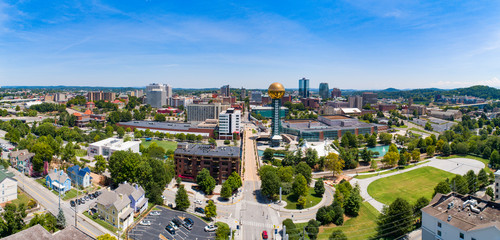 Knoxville Tennessee TN Downtown Drone Skyline Aerial Panorama - obrazy, fototapety, plakaty