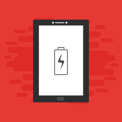 laptop with charge, power plug, adaptor, low battery smartphone concept Flat illustration vector icon for web