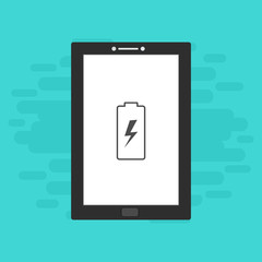 laptop with charge, power plug, adaptor, low battery smartphone concept Flat illustration vector icon for web