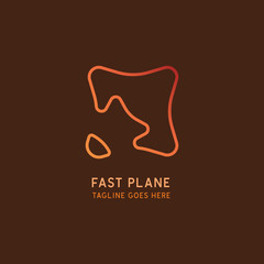 creative line logo with plane design vector in gradient