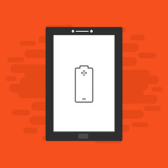 laptop with charge, power plug, adaptor, low battery smartphone concept Flat illustration vector icon for web