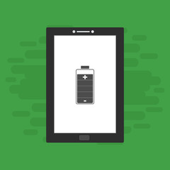 laptop with charge, power plug, adaptor, low battery smartphone concept Flat illustration vector icon for web