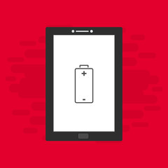 laptop with charge, power plug, adaptor, low battery smartphone concept Flat illustration vector icon for web