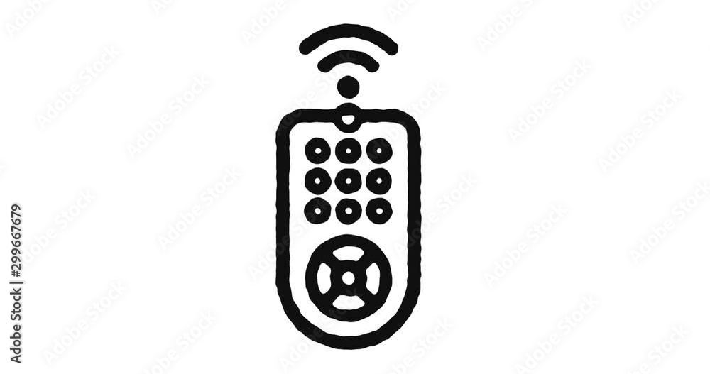 Poster remote control outline icon animation footage/video. hand drawn like symbol animated with motion gra