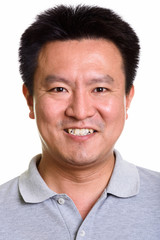 Studio shot of Japanese man isolated against white background