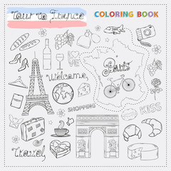 France tour icon set.Hand