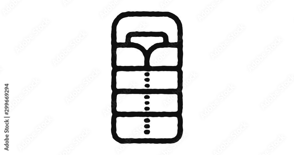Poster sleeping bag outline icon animation footage/video. hand drawn like symbol animated with motion graph