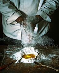 chef preparing for cake batter